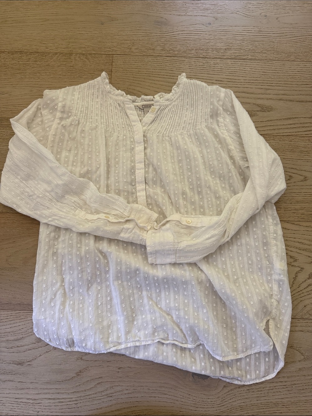White Swiss Dot Pintuck Blouse - Lightweight Women's Top